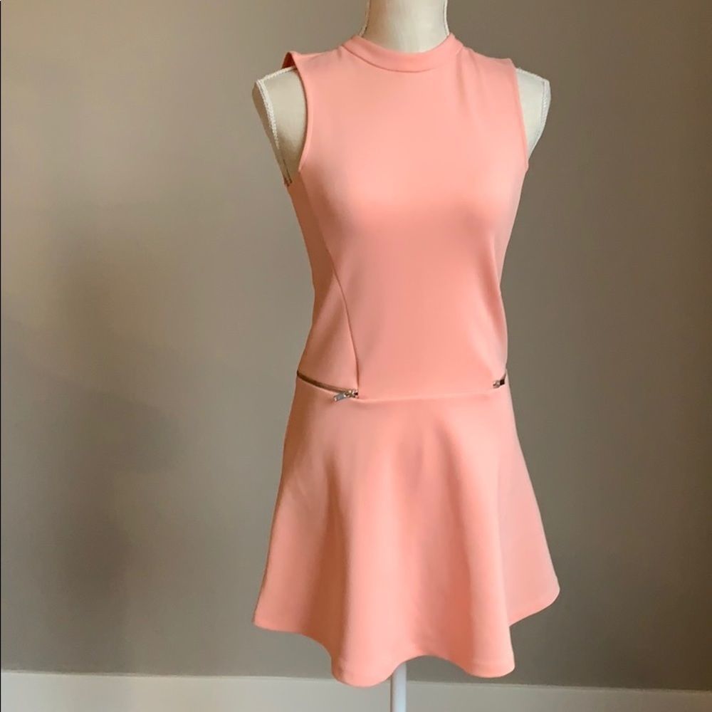 Zara light peach mini dress with zippers